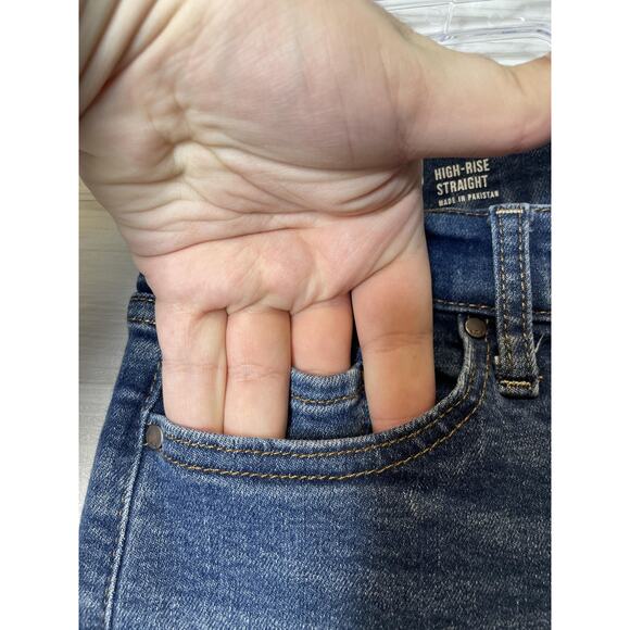 A.N.A Jeans Womens 4P Blue High-Rise Straight Leg Stretch Denim Pants Cropped - Picture 3 of 11